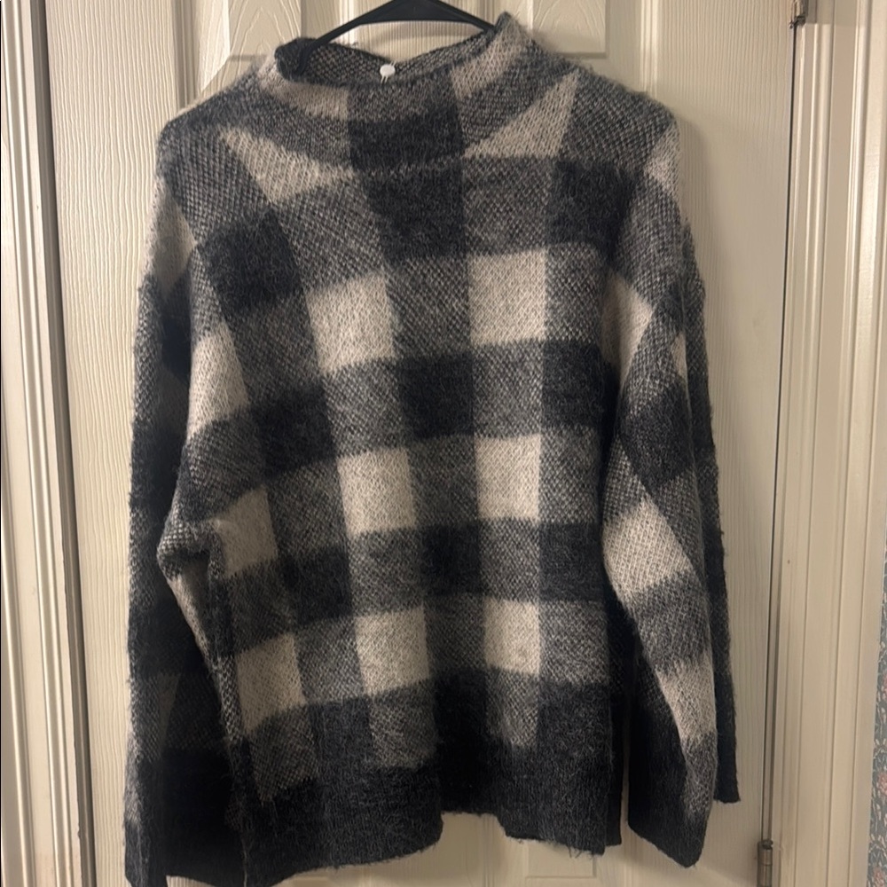 Mud Pie Black and Gray Cowl Neck Sweater